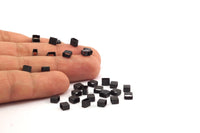 Black Tube Beads, 50 Oxidized Rectangle Brass Tube (4x5x3mm) S485