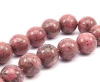Rhodonite 18mm Round Gemstone Beads 15.5 Inches Half Strand G777   T019