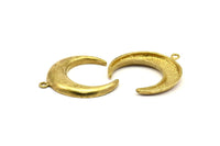 Raw Brass Moon Charm, 2 Raw Brass Horn Charms, Pendant, Jewelry Findings (31x9x3mm) N0298