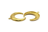 Raw Brass Moon Charm, 2 Raw Brass Horn Charms, Pendant, Jewelry Findings (31x9x3mm) N0298