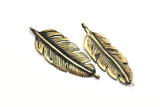 Bronze Feather Bracelet Part , 2 Oxidized Bronze Feather Bracelet Part, Bracelet Findings (43x14mm) S570
