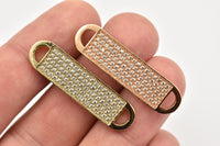 CZ Pave Bracelet Part, Cubic Zirconia Pave Bracelet Connector (37x10mm) cz10