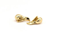 Tiny Bird Skull, Gold Plated Brass Bird Skull Pendant (24x11.5x9.5mm) N489