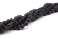 Matt Black Onyx, Matt Onyx Stone Gemstone Beads Full Strand 15.5 Inches (8mm) T007