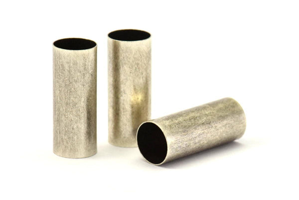 Silver Tube Beads, 12 Antique Silver Plated Brass Tubes (8x20mm) Bs 1544 H1607