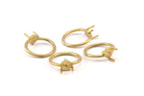 Claw Ring Setting, 5 Raw Brass 6.35mm Ring Settings with 3 Claws, Ring Blanks N0104-16