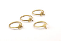 Claw Ring Setting, 5 Raw Brass 5.5mm Ring Settings With 3 Claws, Ring Blanks N0100