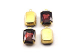 Amethyst Glass Setting, 4 Octagon Amethyst Glass Stones with 1 Loop Brass Prong Setting, Claw Settings (18x13mm) S603