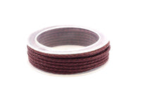 Burgundy Braided Leather Cord, 1 Meter Leather Cord, Genuine Round Leather Cord (3mm) B3017