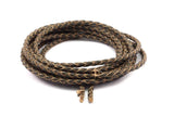 Brown Braided Leather Cord, 1 Meter Leather Cord, Genuine Round Leather Cord (4mm) B4003
