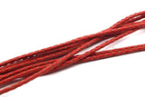 Red Braided Leather Cord, 1 Meter Leather Cord, Genuine Round Leather Cord (3mm) B3009