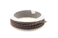 Brown Braided Leather Cord, 1 Meter Leather Cord, Genuine Round Leather Cord (4mm) B4002