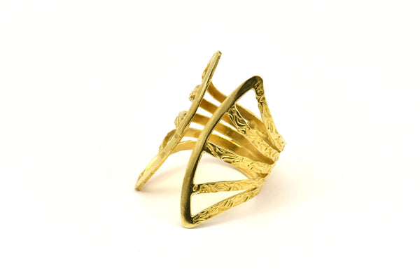 Open Front Ring - 2 Raw Brass Adjustable Boho Wire Rings N223