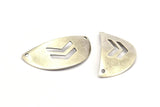 Silver Brass Chevron Pendant, 6 Antique Silver Brass Semi Circle Cambered Pendant (40x20x0.80mm) A0865