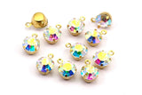 Ab Rhinestone Charms, 12 Ab Rhinestone Charms With Raw Brass Setting For Ss34 (7.3mm) Y363 Y131