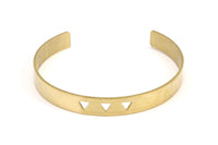 Triangle Cuff Blank - 2 Raw Brass Triangle Textured Cuff Bracelet Blanks Bangle Without Holes (8x152x1mm) V025