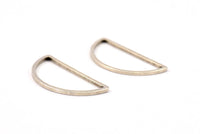 Brass Half Moon - 24 Antique Silver Plated Brass Semi Circle Connectors (15x30x1.2mm) BS 1173
