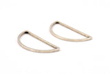 Brass Half Moon - 12 Antique Silver Plated Brass Semi Circle Connectors (15x30x1mm) D0011 H0104