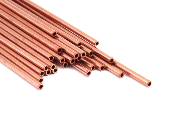 Copper Tube Beads - 12 Raw Copper Tube Beads (2.5x100mm) D0339