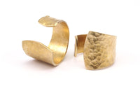 Hammered Open Ring - 4 Raw Brass Adjustable Hammered Shield Open Rings N137