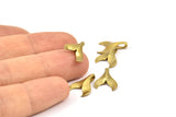 Brass Fish Tail Charm, 6 Raw Brass Fish Tail Pendants, Jewelry Supplies, Findings (13x10mm) N0339