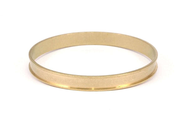 Brass Channel Bracelet -2 Raw Brass Channel Bangle Settings -Glue On- (8x66.5mm) V032