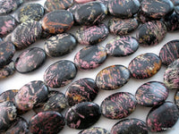 Pink Fireworks Jasper 25mm Oval Gemstone Beads Full Strand 15.5 Inches 16pcs G40 T017