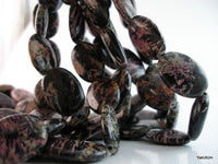 Pink Fireworks Jasper 25mm Oval Gemstone Beads Full Strand 15.5 Inches 16pcs G40 T017