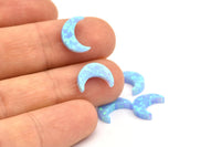 Synthetic Opal Crescent Moon, Moon Charm, 1 PC Crescent Moon Beads, Charms, (11x8mm) F009