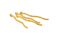 Brass Twisted Bar Pendant, 6 Raw Brass Textured Twisted Pendant with 1 Loop (55x2.2mm) N0297