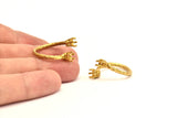 Adjustable Prong Settings - 4 Raw Brass 6 Claw Ring Blanks with 2 Prong Settings  - Pad Size 4mm N0291