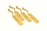 Brass Bar Pendant, 2 Raw Brass Textured Pendant with 1 Loop and Rectangle Blank (52x8mm) N0405