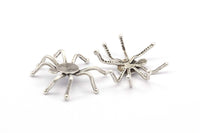 Silver Spider Settings, 2 Antique Silver Plated Brass Spider Setting Bases (33x32mm) N0067 H0691