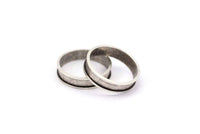 Silver Channel Ring - 2 Antique Silver Plated Brass Channel Ring Settings (19mm) N0481 H0022