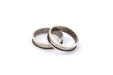 Silver Channel Ring - 5 Antique Silver Plated Brass Channel Ring Settings (15mm) N481 H022