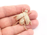 Tiny Bug Charm, 1 Rose Gold Plated Brass Bug Fly Insect Charms (41x35mm) N0242 Q0054