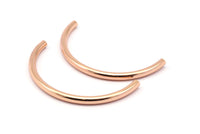 Rose Gold Curved Tubes - 2 Rose Gold Plated Brass Semi Circle Curved Tube Beads (3.5x55mm) D265