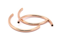 Rose Gold Curved Tubes - 2 Rose Gold Plated Brass Semi Circle Curved Tube Beads (3.5x55mm) D265