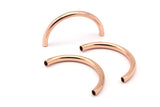 Rose Gold Noodle Tubes - 2 Rose Gold Plated Brass Semi Circle Curved Tube Beads (4x45mm) D264