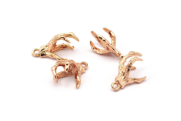 Dragon Claw Pendant, 4 Rose Gold Plated Brass Dragon Claw Charms, Necklace Pendants (16x12mm) N367