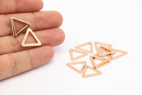 Tiny Triangle Connector, 8 Rose Gold Plated Brass Triangle Connectors, Rings  (16x2x1.2mm) D023