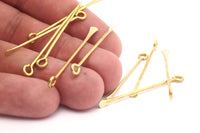 12 Customized Size Raw Brass Paddle Eye Pins ( 40 mm )     D0374
