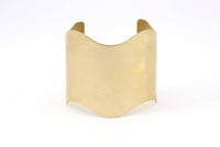 Brass Stamping Flat Blanks , 2 Raw Brass Wawe Flat Stamping Bracelet Blanks  (50x152x0.80mm) V070