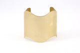 Brass Stamping Flat Blanks , 2 Raw Brass Wawe Flat Stamping Bracelet Blanks  (50x152x0.80mm) V070