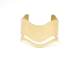 Brass Stamping Flat Blanks , 2 Brass Wave Bracelets, Cuffs, Bangles (36x152x0.80mm) V071