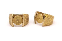 Brass Hammered Ring Setting - 2 Raw Brass Hammered Ring With 11mm Stone Settings (18mm) N123