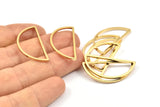 Gold Half Moon - 24 Gold Plated Brass Semi Circle Connectors (15x30x1.2mm) BS 1173