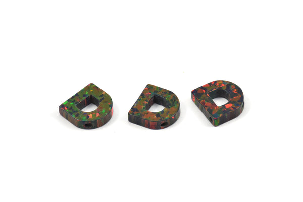 Opal D Letter - Snythetic Opal Initial Letter (10x9.50x2.50mm) F008