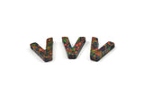 Opal V Letter - Snythetic Opal Initial Letter (10x9x2.50mm)