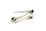Bird Skull Charm, 2 Antique Silver Plated Brass Bird Skull Pendants, (52x10mm) N0494 H0147